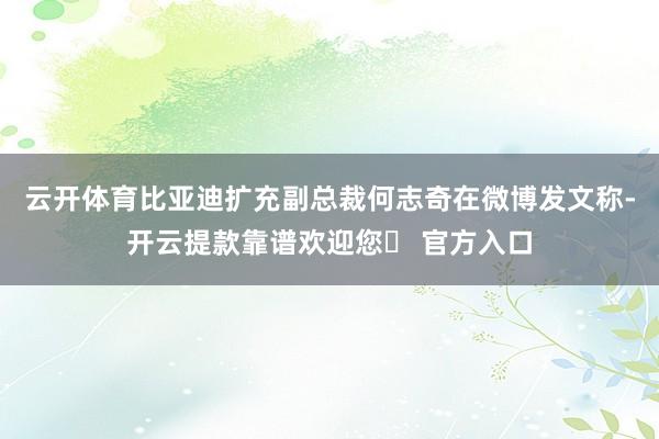 云开体育比亚迪扩充副总裁何志奇在微博发文称-开云提款靠谱欢迎您✅ 官方入口